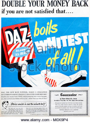 Daz Waschpulver vintage Werbung 1953 Stockfoto
