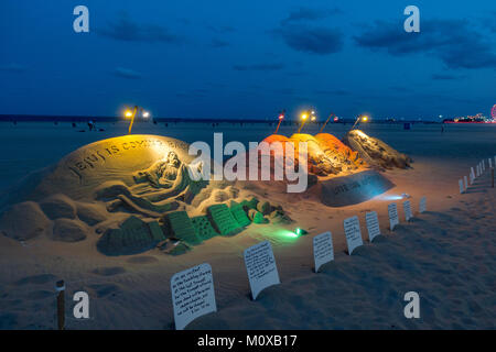 Biblische Sand Skulptur in der Nähe der Strandpromenade in Ocean City, Maryland, Vereinigte Staaten. Stockfoto