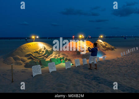 Biblische Sand Skulptur in der Nähe der Strandpromenade in Ocean City, Maryland, Vereinigte Staaten. Stockfoto