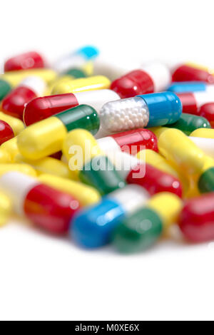 Eine Sammlung von Pillen und Tabletten Stockfoto