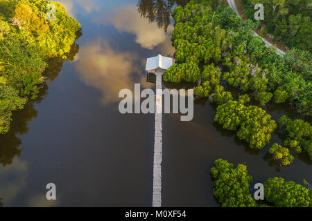 Steg und See Luftbild, Kudat, Malaysia Stockfoto