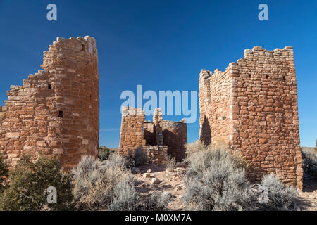 Hovenweep National Monument, Utah - hovenweep Schloss, Teil der quadratische Turm Gruppe der Anasazi Ruinen rund um Little Ruin Canyon gelegen. Die meisten der Stockfoto