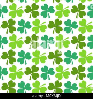 Clover nahtlose Muster. St. Patricks Tag endlos wiederholt, Hintergrund, Textur, Tapeten. Glück Symbol shamrock Kulisse. Vector Illustration. Stock Vektor