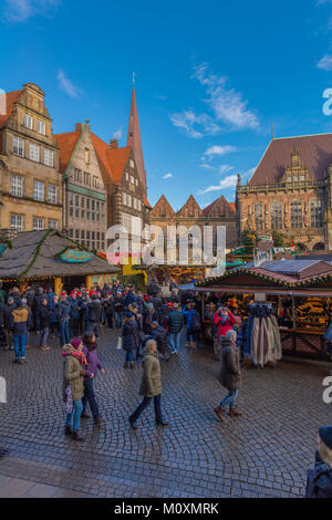 Weihnachtsmarkt, Marktplatz im Zentrum der Stadt, Bremen, Deutschland, Europa Stockfoto