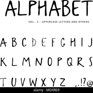Hand gezeichnet Vektor Alphabet. Sans Serif font, isolierten Buchstaben mit Marker, Tinte geschrieben. Kalligraphie, Schrift. Stock Vektor
