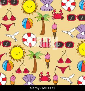 Nahtlose Muster Sommer Saison Symbole Dekoration Stock Vektor