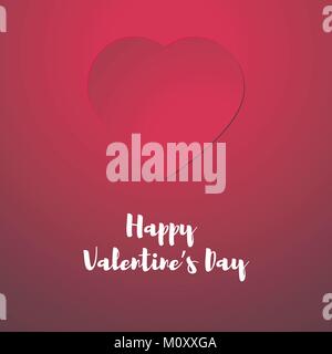 Valentines Tag Postkarte ein großes rotes Papier Herzen auf rotem Hintergrund mit der Aufschrift Happy Valentine Vector Illustration in Paper art Stil Stock Vektor