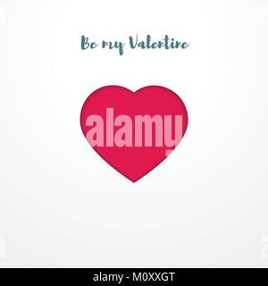 Valentines Tag Postkarte minimalistisch Vorlage mit roten Herzen auf einen weißen Hintergrund mit der Aufschrift My Valentine minimalistisch Vektor illustrati werden Stock Vektor