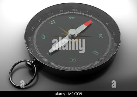 Anzeigen eines Kompasses mit dem magnetischen Nadel, die nach Norden Stockfoto