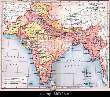 Karte der British Indian Empire von Imperial Gazetteer von Indien, 1909 Stockfoto