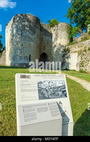 Frankreich, Aisne, Laon, die stadtmauer von Laon, befestigte Gehäuse, die Oberstadt geschützt, Tor von Soissons Stockfoto