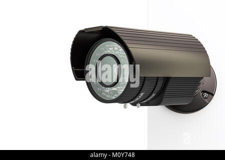 Sicherheit Überwachungskamera, die sich in der Ecke der Mauer, 3D-Rendering Stockfoto