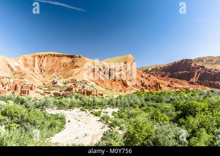 Blick auf die Landschaft von Tinghir in Marokko Stockfoto