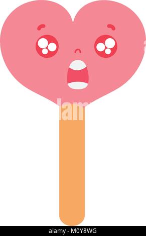 Bunte überrascht Herz Eis am Stiel Kawaii Stock Vektor