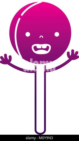 Silhouette überrascht Kreis Eis am Stiel Kawaii Stock Vektor