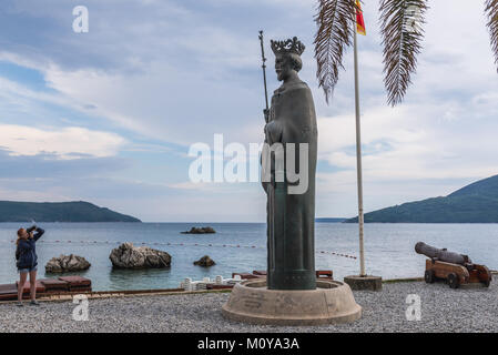 Denkmal von Stephen Tvrtko Kotromanic, erster König von Bosna in Herceg Novi Stadt an der Adria Küste in Montenegro Stockfoto