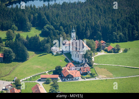 Luftaufnahme der Wieskirche, Bayern, Deutschland Stockfoto