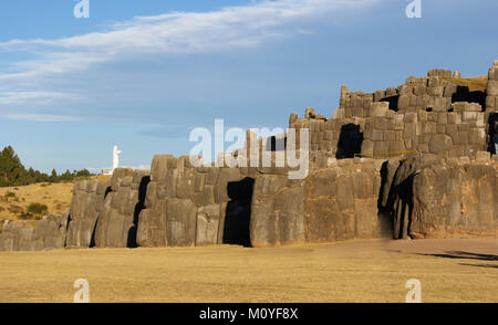 Sacsayhuaman archäologische Stätte in der Nähe der Stadt Cuzco, Peru Stockfoto