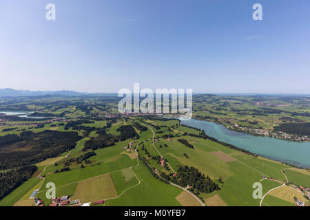 Luftaufnahme von Lech in Lechbruck, Bayern, Deutschland Stockfoto