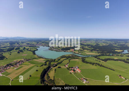 Luftaufnahme von Lech in Lechbruck, Bayern, Deutschland Stockfoto