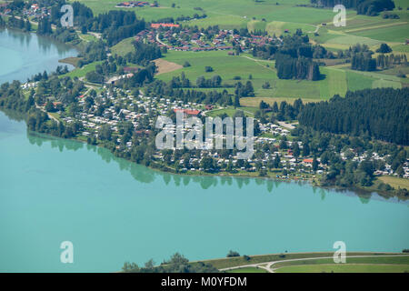 Luftaufnahme von Lech in Lechbruck, Bayern, Deutschland Stockfoto