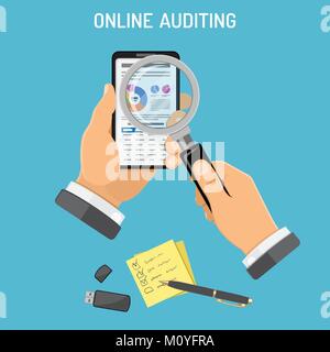 Online Wirtschaftsprüfung, Steuer, Buchhaltung Konzept Stock Vektor