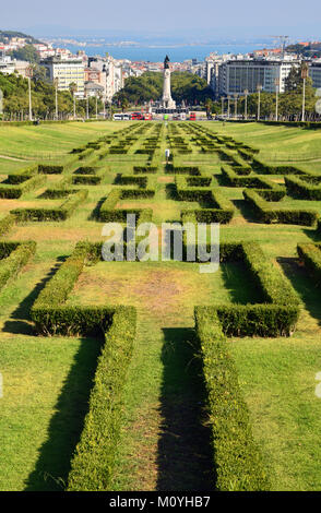 Park Parque Eduardo VII mit Praca Marques de Pombal, Lissabon, Portugal Stockfoto