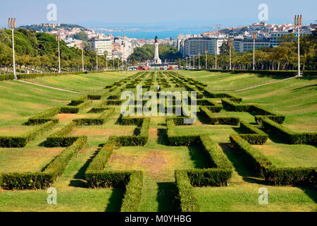 Park Parque Eduardo VII mit Praca Marques de Pombal, Lissabon, Portugal Stockfoto