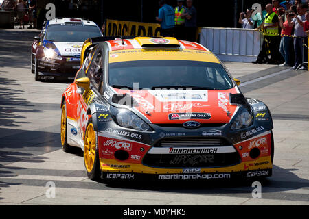 Deutschland, Köln, Beginn der ADAC Rallye Deutschland, Präsentation der Fahrer und das Team der Kathedrale, Auto des Jipocar der Tschechischen Nationalmannschaft. Deutschl Stockfoto