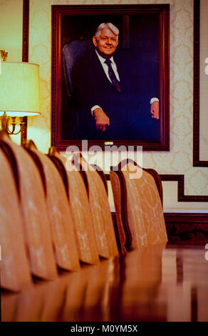 Ein Portrait von John Amos - eines der drei Brüder, die gegründet AFLAC, hängt in der aflac Boardroom kurz nach seinem Tod. Stockfoto