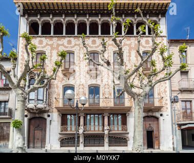 Architektur, modernistisches Gebäude, Casa Sola Morales von Lluis Domenech i Montaner. Olot, Katalonien, Spanien. Stockfoto