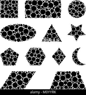 Gestrichelte geometrische Figuren auf weißem Hintergrund Stock Vektor