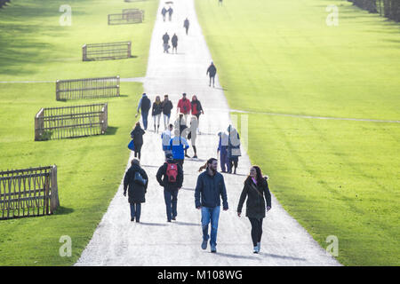 Windsor, Großbritannien. 25. Januar, 2018. Touristen und einheimische Bewohner genießen die Sonne auf dem Langen im Windsor Great Park entfernt. Credit: Mark Kerrison/Alamy leben Nachrichten Stockfoto