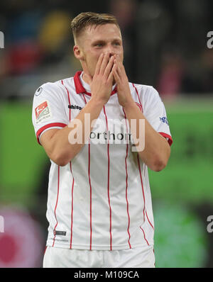 Düsseldorf, 24. Januar 2018, 2.Liga Spieltag 19, Fortuna Duesseldorf v Erzgebirge Aue: Rouven Hennings (Düsseldorf) reagiert. Credit: Jürgen Schwarz/Alamy leben Nachrichten Stockfoto