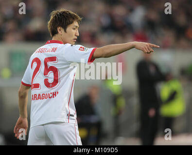 Düsseldorf, 24. Januar 2018, 2.Liga Spieltag 19, Fortuna Duesseldorf v Erzgebirge Aue: Genki Haraguchi Gesten. Credit: Jürgen Schwarz/Alamy leben Nachrichten Stockfoto