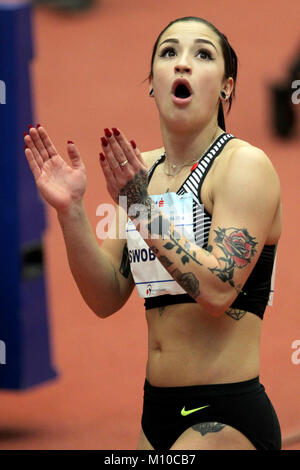 Ostrava, Tschechische Republik. 25 Jan, 2018. EWA SWOBODA von Polen siegte bei den Frauen 60 m Hürden während der Tschechischen Innen- Gala, LGR innen athletische Treffen in Ostrava, Tschechische Republik, 25. Januar 2018. Credit: Petr Sznapka/CTK Photo/Alamy leben Nachrichten Stockfoto