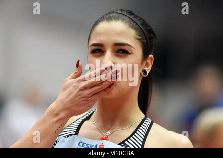 Ostrava, Tschechische Republik. 25 Jan, 2018. EWA SWOBODA von Polen siegte bei den Frauen 60 m Hürden während der Tschechischen Innen- Gala, LGR innen athletische Treffen in Ostrava, Tschechische Republik, 25. Januar 2018. Credit: Jaroslav Ozana/CTK Photo/Alamy leben Nachrichten Stockfoto