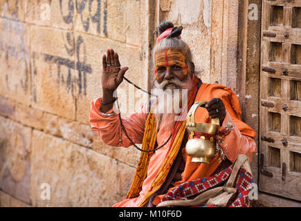 Baba, wandernde Sadhu, Jaisalmer, Rajasthan, Indien Stockfoto