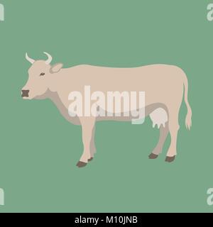 Kuh Vektor-illustration Flat Style Profil ansehen Stock Vektor