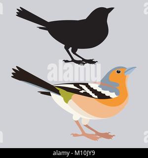 Vogel finch Vektor-illustration Flat Style schwarze Silhouette Profil anzeigen Stock Vektor