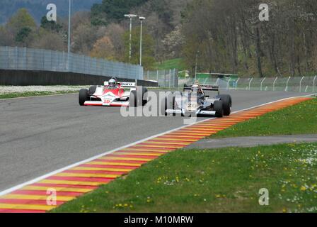 Mugello am 1. April 2007: Unbekannte laufen auf klassische F1-Wagen 1978 Wolf WR1 Ford Cosworth ex Jody Scheckter auf Mugello in Italien. Stockfoto