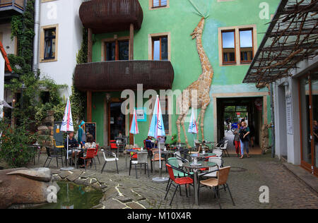 Kreative Architektur in der Kunsthofpassage, Hof der Tiere, der Tiere in der Kunsthofpassage, aeußere Neustadt, Äußere Neustadt, Antonstadt Stockfoto