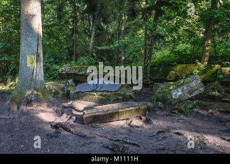 Gedenkstein am 20. Juli plot-versuchte Adolf Hitler in Wolf's Lair zu ermorden - der Sitz von Adolf Hitler in der Nähe von Gierloz, Polen Stockfoto