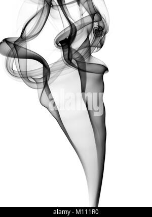 Abstrakte Hauch des schwarzen Rauch über dem weißen Hintergrund Stockfoto
