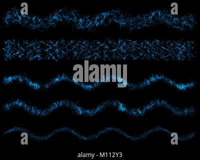 Blue abstract swilrs and waves over black background Stockfoto