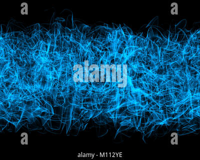 Complex blue abstract swirls over black background Stockfoto