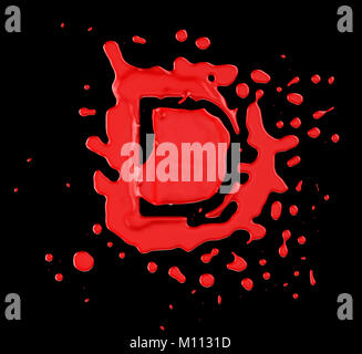 Red blob D Buchstaben auf schwarzem Hintergrund. Große Auflösung Stockfoto