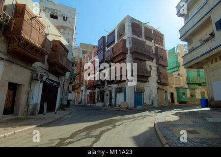 Jeddah Altstadt Gebäude und Straßen, Saudi-Arabien Stockfoto