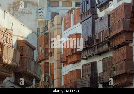 Jeddah Altstadt Gebäude und Straßen, Saudi-Arabien Stockfoto