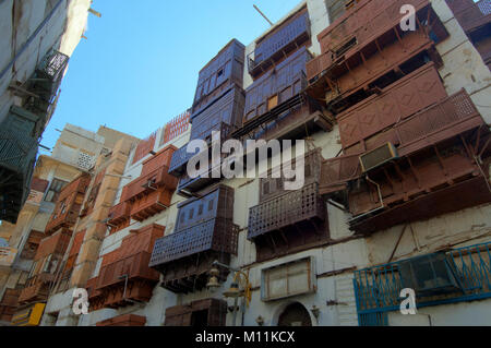 Jeddah Altstadt Gebäude und Straßen, Saudi-Arabien Stockfoto